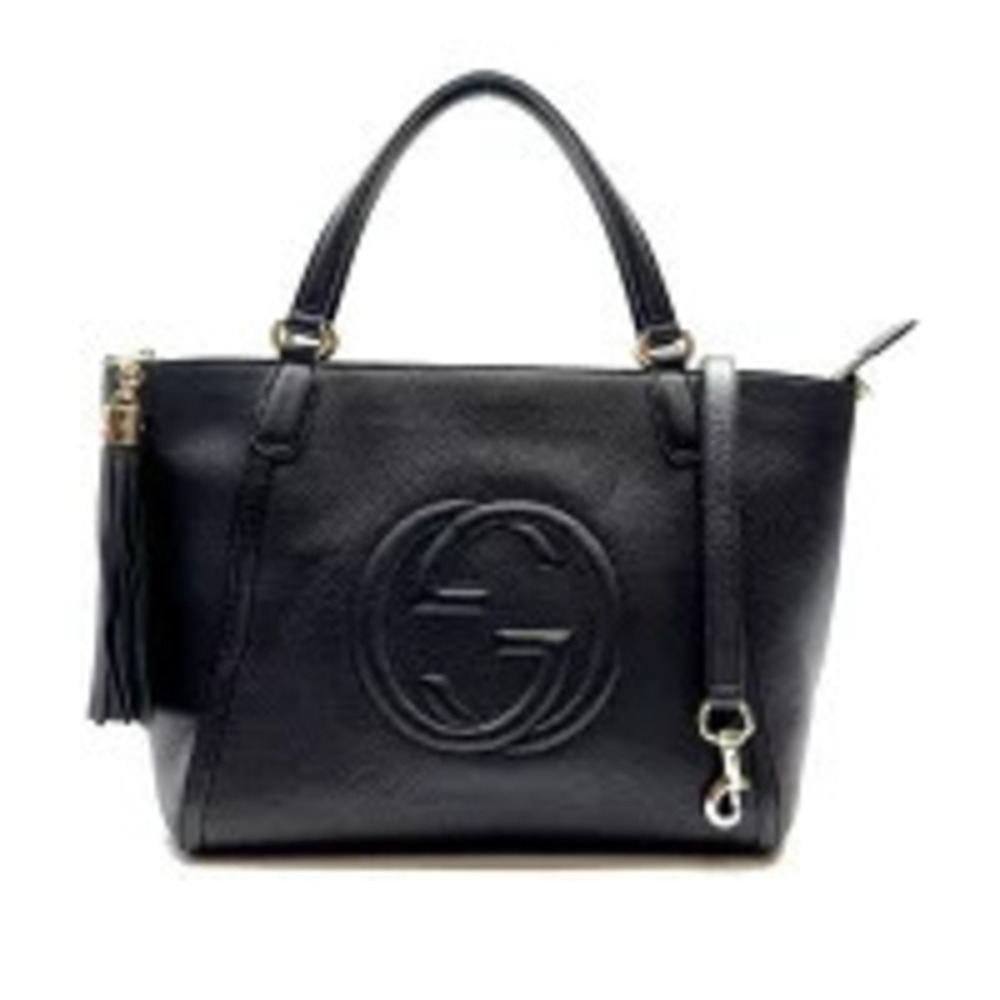 Gucci Soho Interlocking GG Handbag Shoulder Bag Black Leather